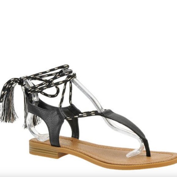 Nine West Black Gannon Tassel Ankle Tie Strappy Thong Sandals - Size 6.5 - NWOT - Picture 7 of 7